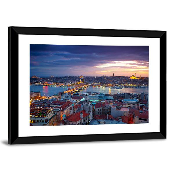 Istanbul Sunset Panoramic Canvas Wall Art-1 Piece-36" x 12"-Tiaracle