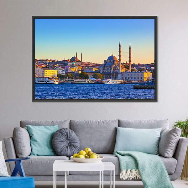 Istanbul Sunset Turkey Canvas Wall Art-5 Horizontal-Gallery Wrap-22" x 12"-Tiaracle