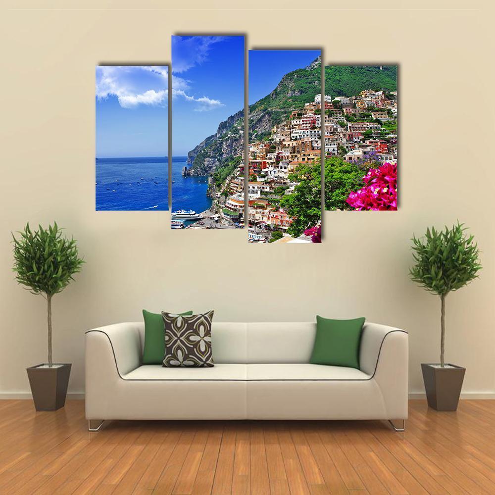 Italian Coast Positano Canvas Wall Art-3 Horizontal-Gallery Wrap-25" x 16"-Tiaracle