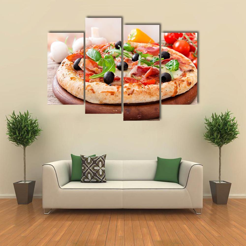 Italian Pizza Canvas Wall Art-4 Pop-Gallery Wrap-50" x 32"-Tiaracle
