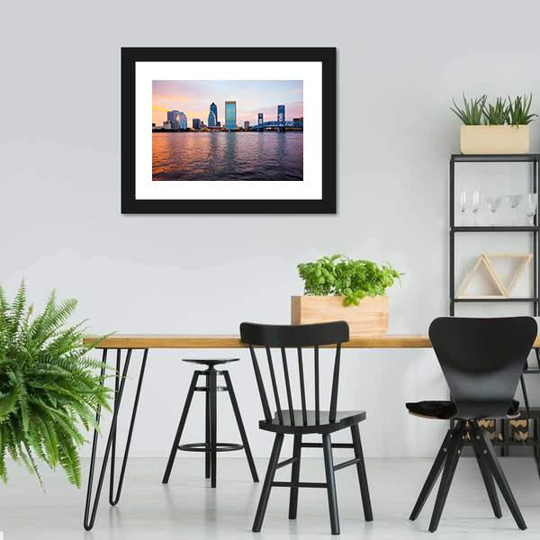 Jacksonville City Skyline Florida Panoramic Canvas Wall Art-1 Piece-36" x 12"-Tiaracle