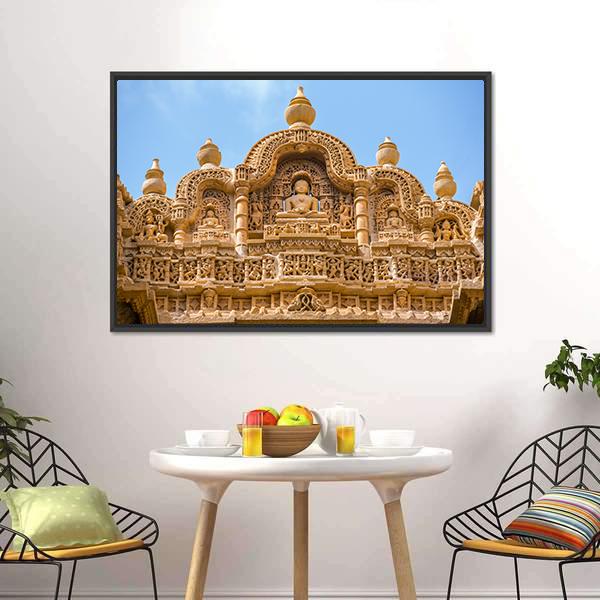 Jain Temple In Jaisalmer Canvas Wall Art-3 Horizontal-Gallery Wrap-25" x 16"-Tiaracle
