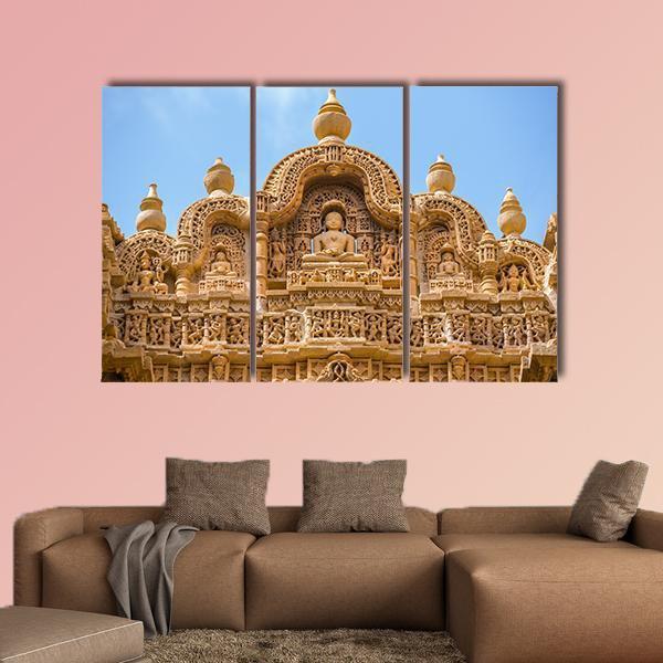 Jain Temple In Jaisalmer Canvas Wall Art-3 Horizontal-Gallery Wrap-37" x 24"-Tiaracle