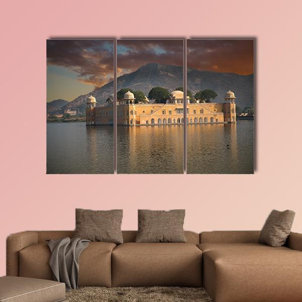 Water Palace In Jaipur Canvas Wall Art-3 Horizontal-Gallery Wrap-25" x 16"-Tiaracle