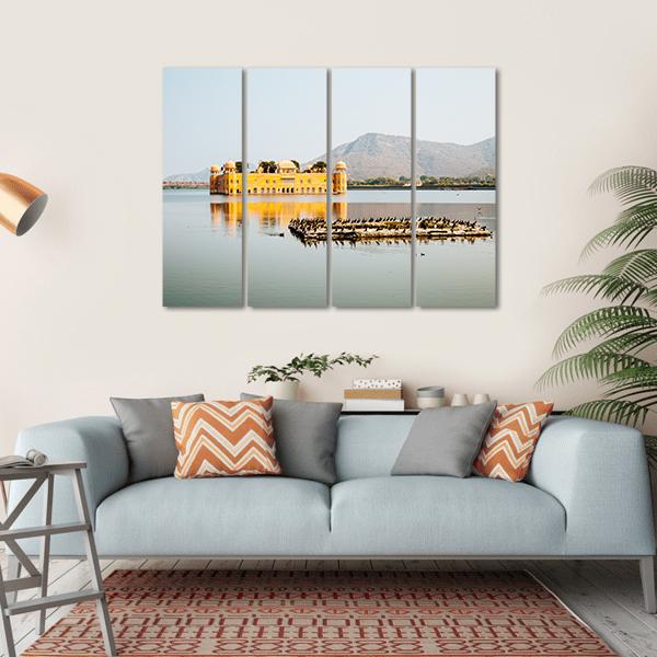 Jal Mahal In Jaipur India Canvas Wall Art-4 Horizontal-Gallery Wrap-34" x 24"-Tiaracle
