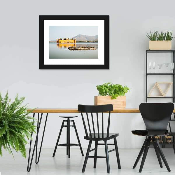 Jal Mahal In Jaipur India Panoramic Canvas Wall Art-1 Piece-36" x 12"-Tiaracle
