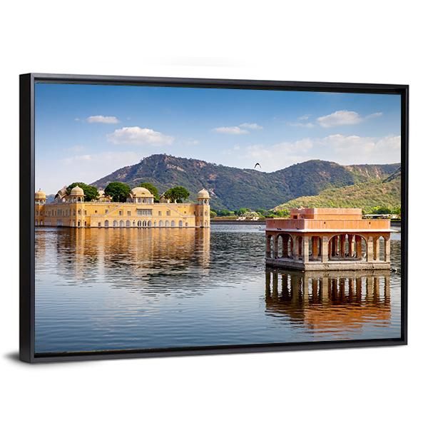 Jal Mahal In Man Sagar Lake Canvas Wall Art-3 Horizontal-Gallery Wrap-25" x 16"-Tiaracle