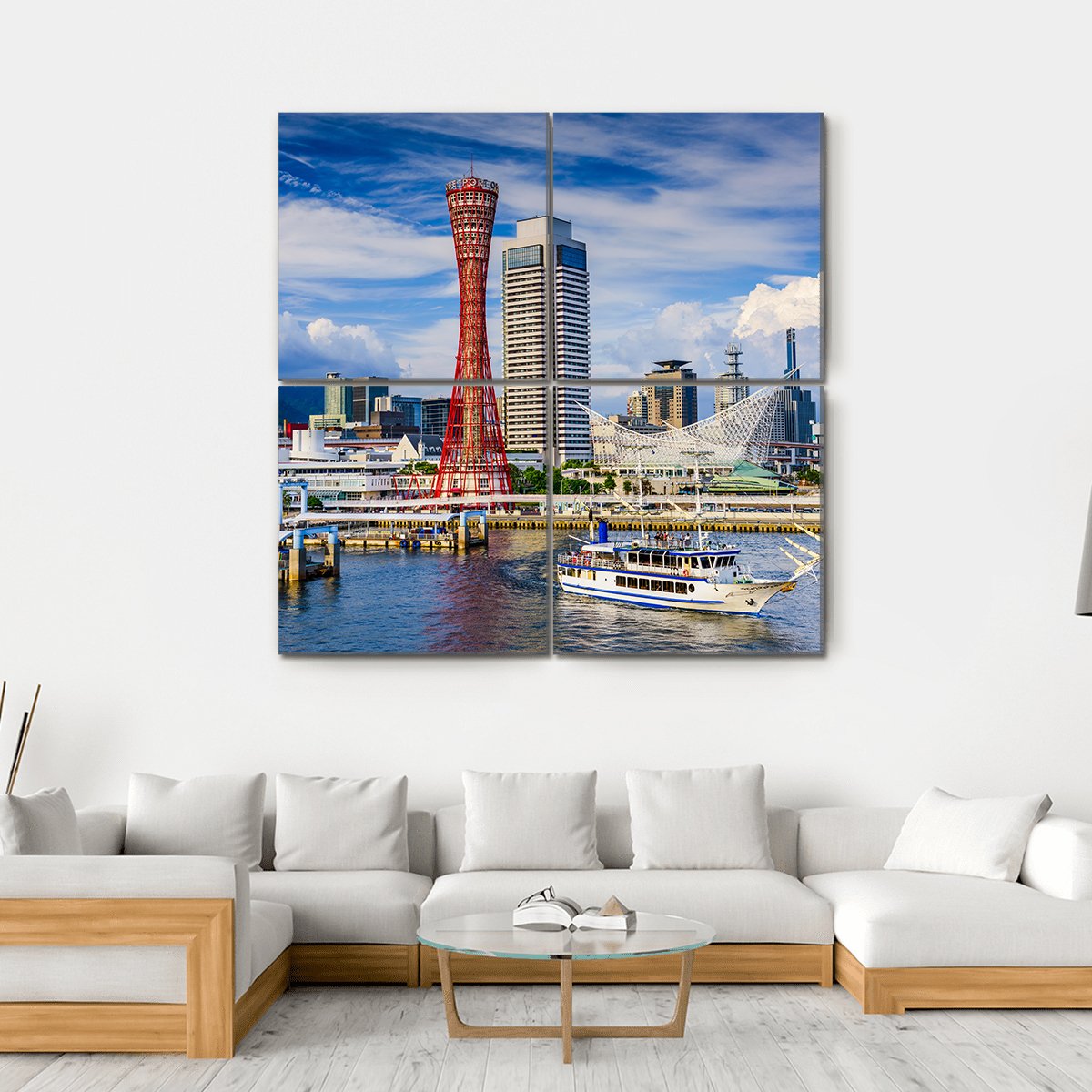 Japan City Skyline Canvas Wall Art-4 Square-Gallery Wrap-17" x 17"-Tiaracle