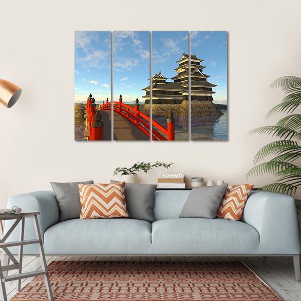 Japanese Castle Canvas Wall Art-4 Horizontal-Gallery Wrap-34" x 24"-Tiaracle