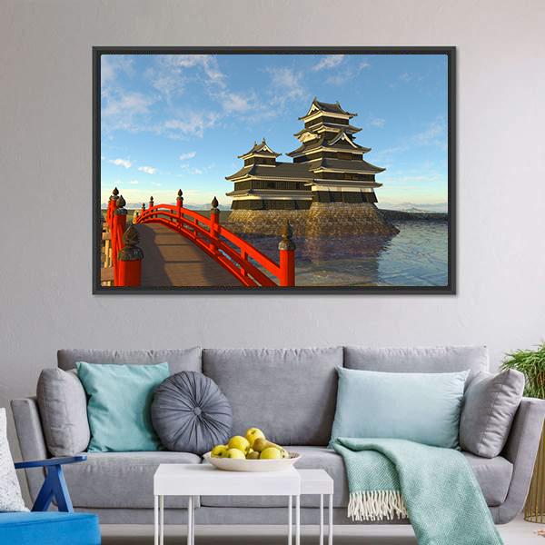 Japanese Castle Canvas Wall Art-3 Horizontal-Gallery Wrap-25" x 16"-Tiaracle