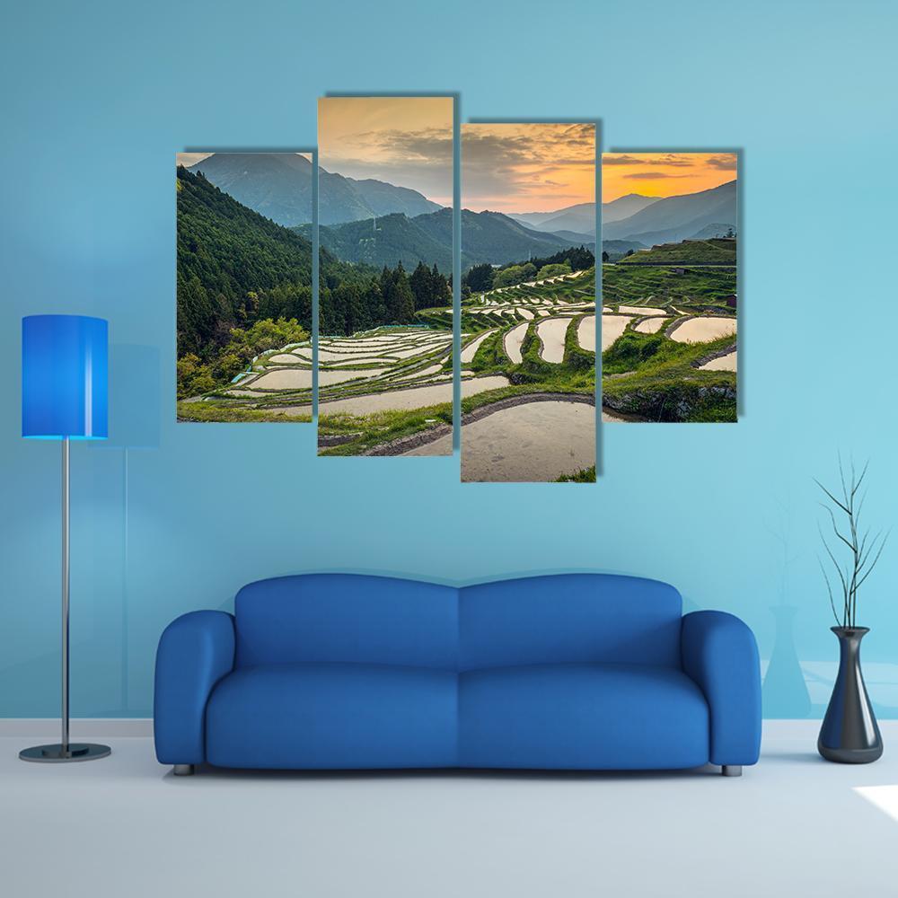 Japanese Rice Terraces Canvas Wall Art-4 Pop-Gallery Wrap-50" x 32"-Tiaracle