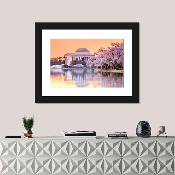 Jefferson Memorial In Spring Canvas Wall Art-5 Horizontal-Gallery Wrap-22" x 12"-Tiaracle