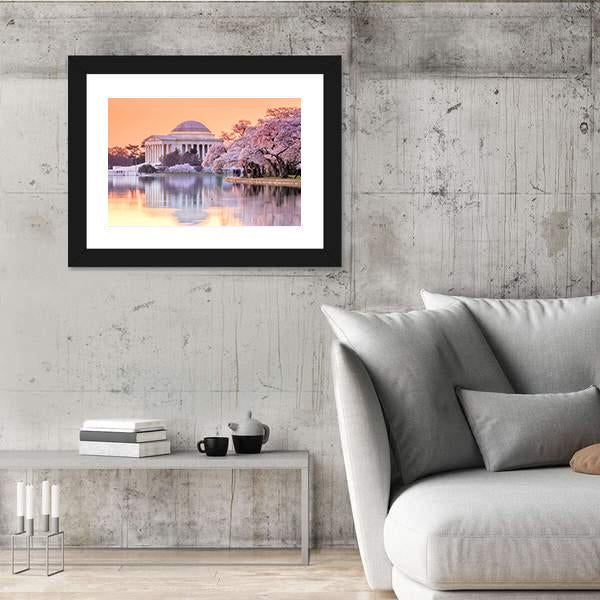 Jefferson Memorial In Spring Canvas Wall Art-5 Horizontal-Gallery Wrap-22" x 12"-Tiaracle
