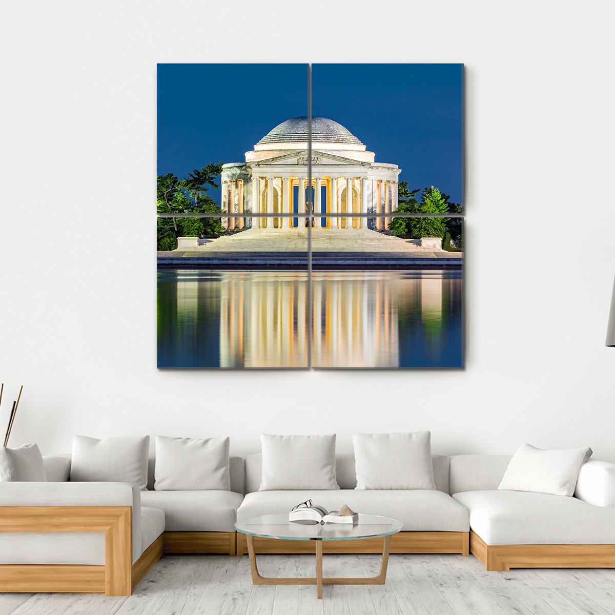 Jefferson Memorial USA Canvas Wall Art-4 Square-Gallery Wrap-17" x 17"-Tiaracle