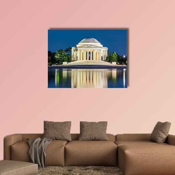 Jefferson Memorial USA Canvas Wall Art-1 Piece-Gallery Wrap-48" x 32"-Tiaracle
