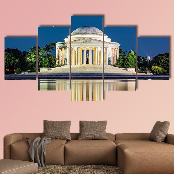 Jefferson Memorial USA Canvas Wall Art-5 Star-Gallery Wrap-62" x 32"-Tiaracle