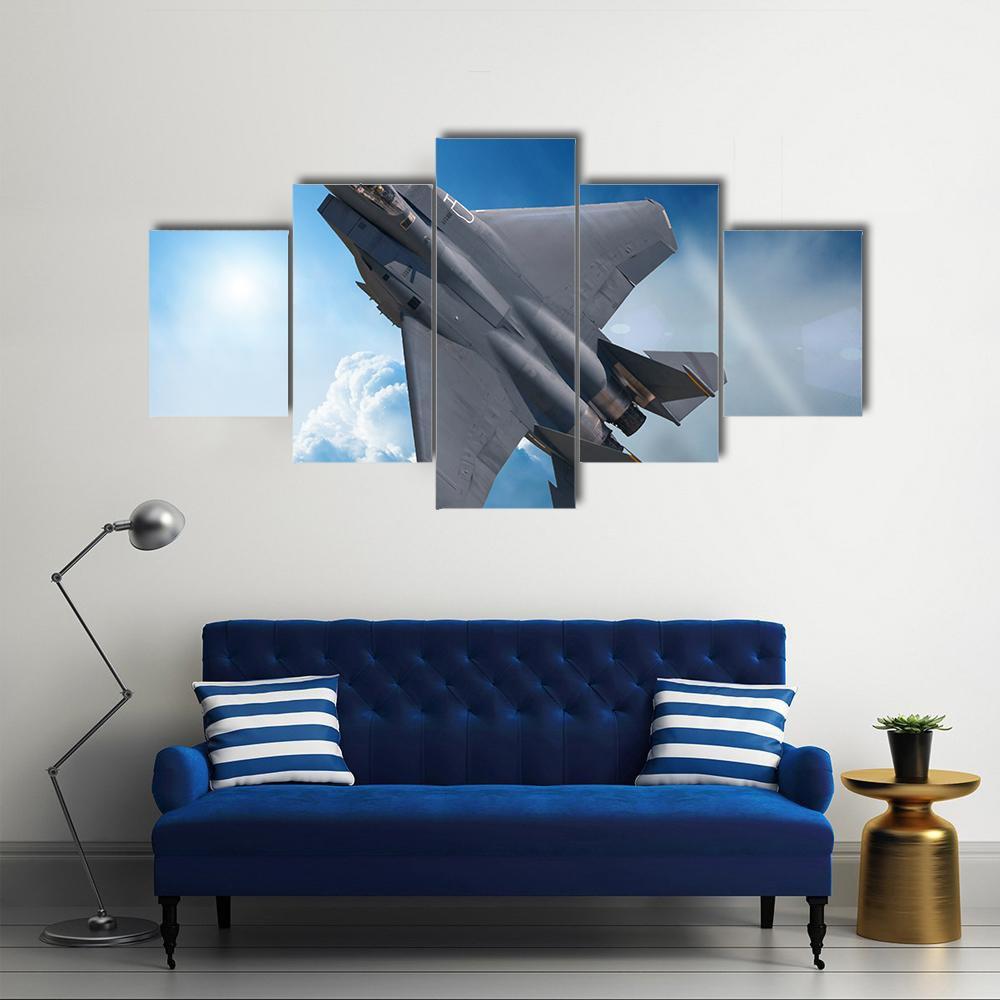 Jet Fighter Canvas Wall Art-5 Star-Gallery Wrap-62" x 32"-Tiaracle