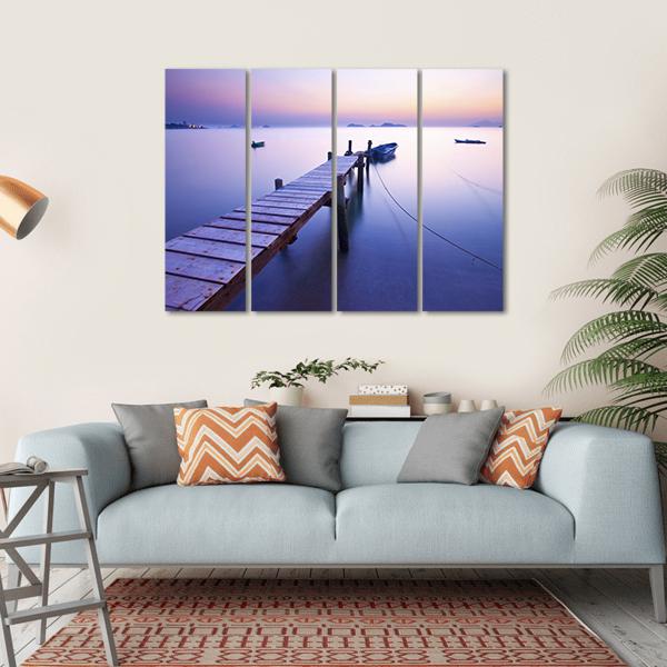 Jetty Along The Coast Canvas Wall Art-4 Horizontal-Gallery Wrap-34" x 24"-Tiaracle