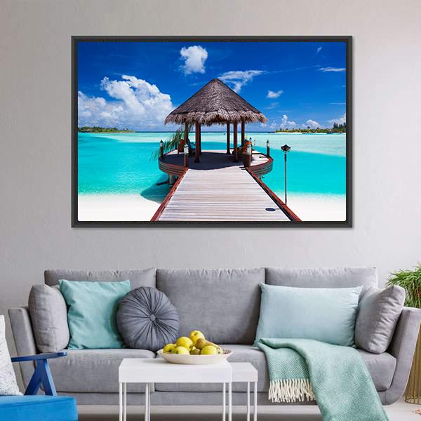 Jetty With Ocean View Canvas Wall Art-3 Horizontal-Gallery Wrap-25" x 16"-Tiaracle