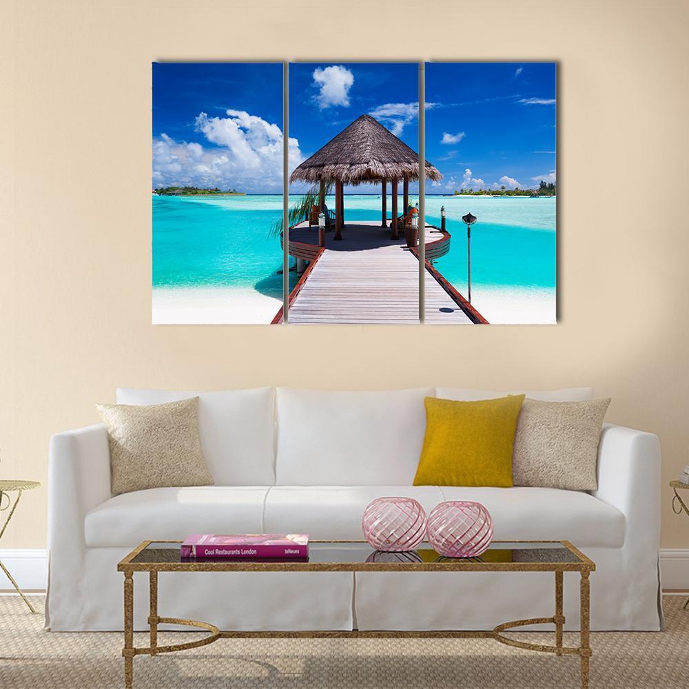 Jetty With Ocean View Canvas Wall Art-3 Horizontal-Gallery Wrap-37" x 24"-Tiaracle