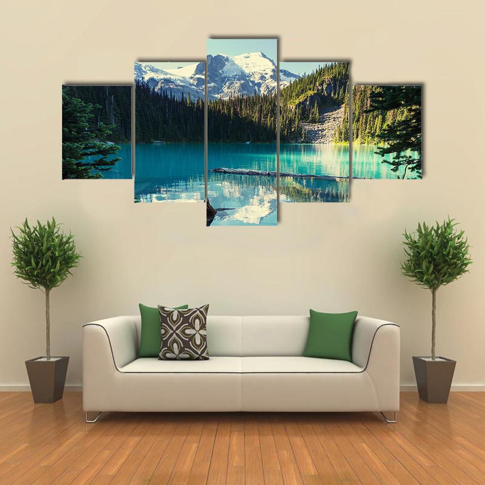 Joffre Lake In Canada Canvas Wall Art-5 Star-Gallery Wrap-62" x 32"-Tiaracle