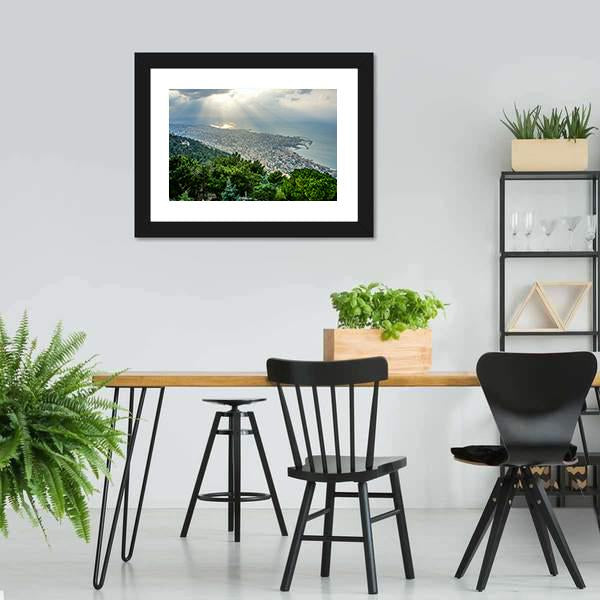 Jounieh Landscape At Sunset Canvas Wall Art-3 Horizontal-Gallery Wrap-25" x 16"-Tiaracle