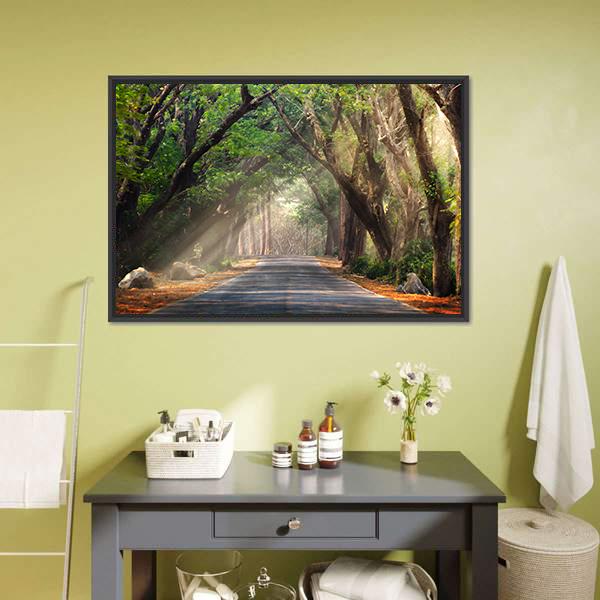 Journey Through Forest Canvas Wall Art-1 Piece-Floating Frame-24" x 16"-Tiaracle