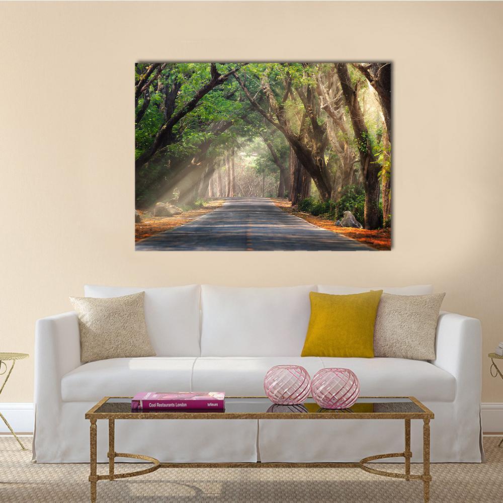 Journey Through Forest Canvas Wall Art-1 Piece-Gallery Wrap-48" x 32"-Tiaracle