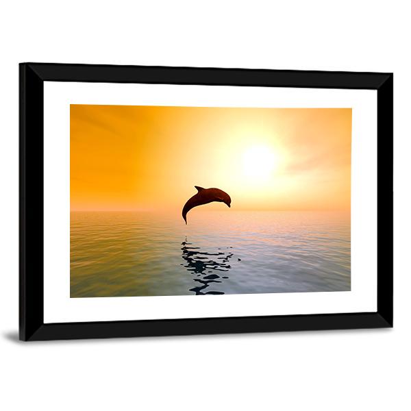 Jumping Dolphin Canvas Wall Art-5 Horizontal-Gallery Wrap-22" x 12"-Tiaracle