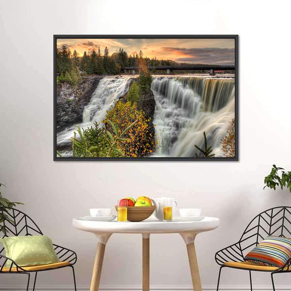 Kakabeka Falls In Autumn Canvas Wall Art-5 Horizontal-Gallery Wrap-22" x 12"-Tiaracle