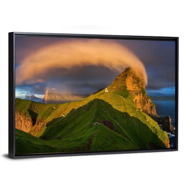 Kalsoy Island & Lighthouse Canvas Wall Art-3 Horizontal-Gallery Wrap-25" x 16"-Tiaracle