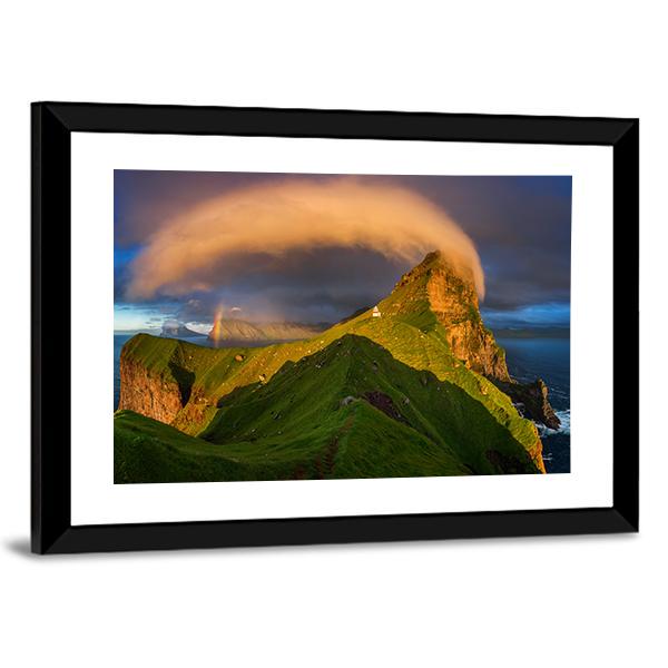 Kalsoy Island & Lighthouse Canvas Wall Art-3 Horizontal-Gallery Wrap-25" x 16"-Tiaracle