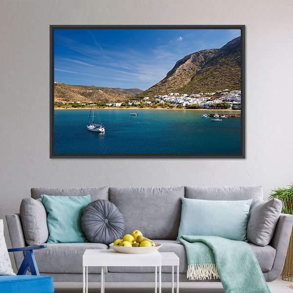 Kamares Beach & Village Canvas Wall Art-3 Horizontal-Gallery Wrap-25" x 16"-Tiaracle