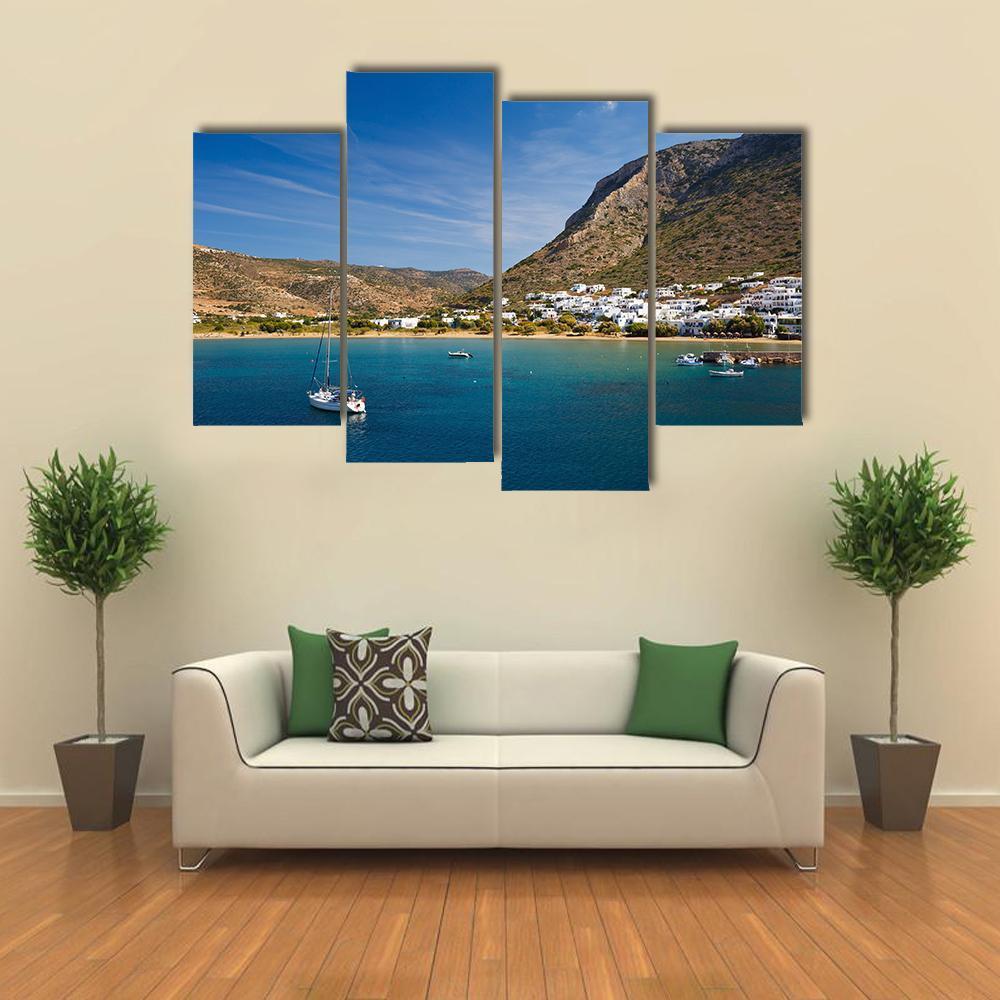 Kamares Beach & Village Canvas Wall Art-4 Pop-Gallery Wrap-50" x 32"-Tiaracle