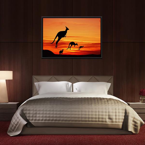 Kangaroos Silhouette Canvas Wall Art-3 Horizontal-Gallery Wrap-25" x 16"-Tiaracle