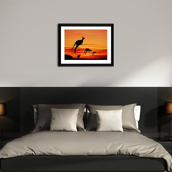 Kangaroos Silhouette Canvas Wall Art-3 Horizontal-Gallery Wrap-25" x 16"-Tiaracle