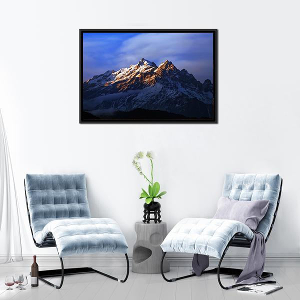 Kangchenjunga Close Up View Canvas Wall Art-1 Piece-Floating Frame-36" x 24"-Tiaracle