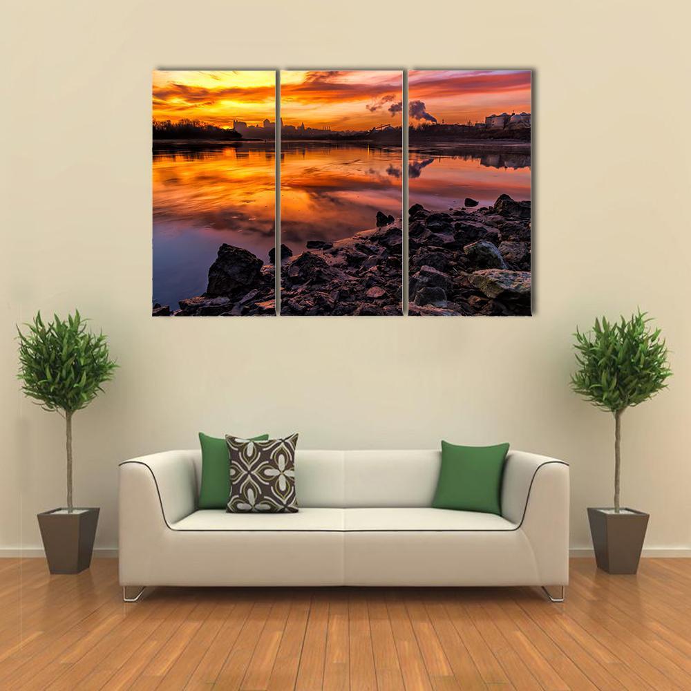 Kansas City Skyline Missouri Canvas Wall Art-3 Horizontal-Gallery Wrap-37" x 24"-Tiaracle
