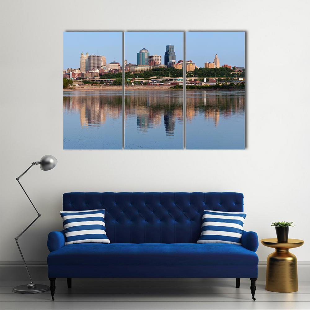 Kansas City Skyline Canvas Wall Art-3 Horizontal-Gallery Wrap-37" x 24"-Tiaracle