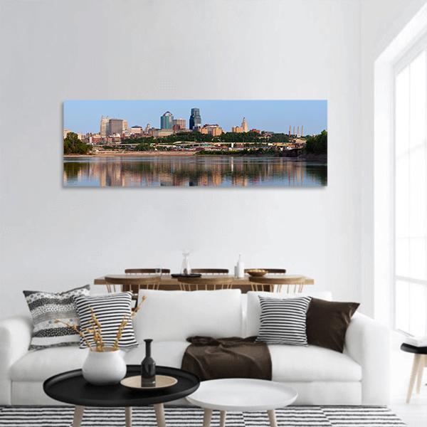 Kansas City Skyline Panoramic Canvas Wall Art-1 Piece-36" x 12"-Tiaracle
