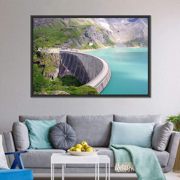 Kaprun Dam Canvas Wall Art-3 Horizontal-Gallery Wrap-25" x 16"-Tiaracle