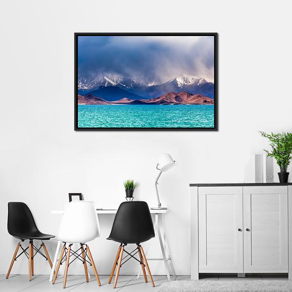 Karakul Lake In Pamir Canvas Wall Art-5 Horizontal-Gallery Wrap-22" x 12"-Tiaracle