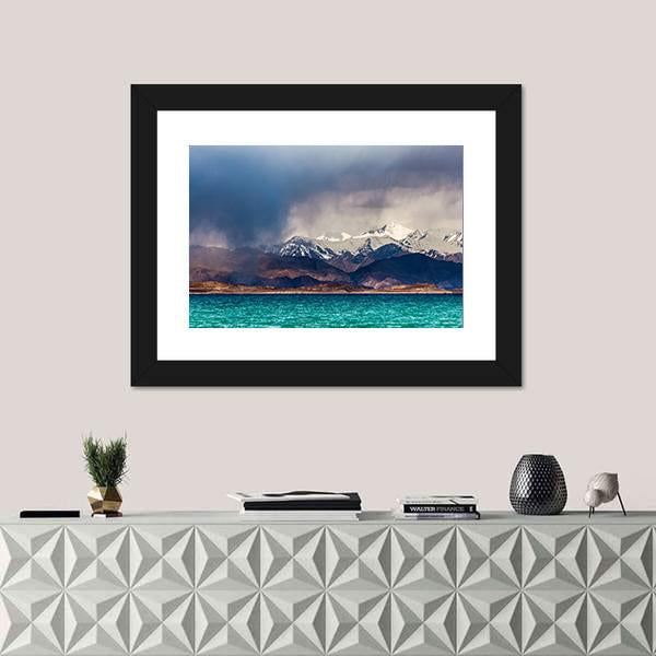 Karakul Lake In Pamir Tajikistan Canvas Wall Art-1 Piece-Framed Print-20" x 16"-Tiaracle