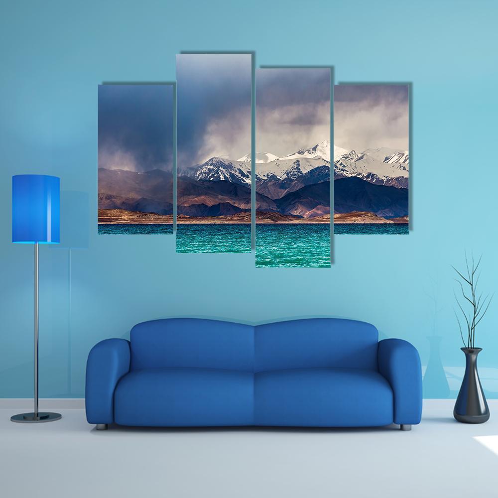 Karakul Lake In Pamir Tajikistan Canvas Wall Art-4 Pop-Gallery Wrap-50" x 32"-Tiaracle