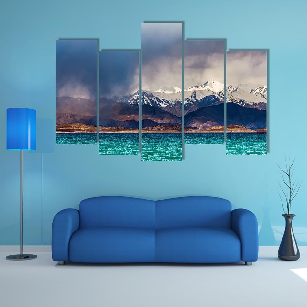 Karakul Lake In Pamir Tajikistan Canvas Wall Art-5 Pop-Gallery Wrap-47" x 32"-Tiaracle
