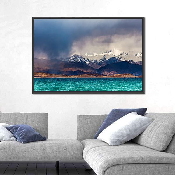 Karakul Lake In Pamir Tajikistan Panoramic Canvas Wall Art-1 Piece-36" x 12"-Tiaracle
