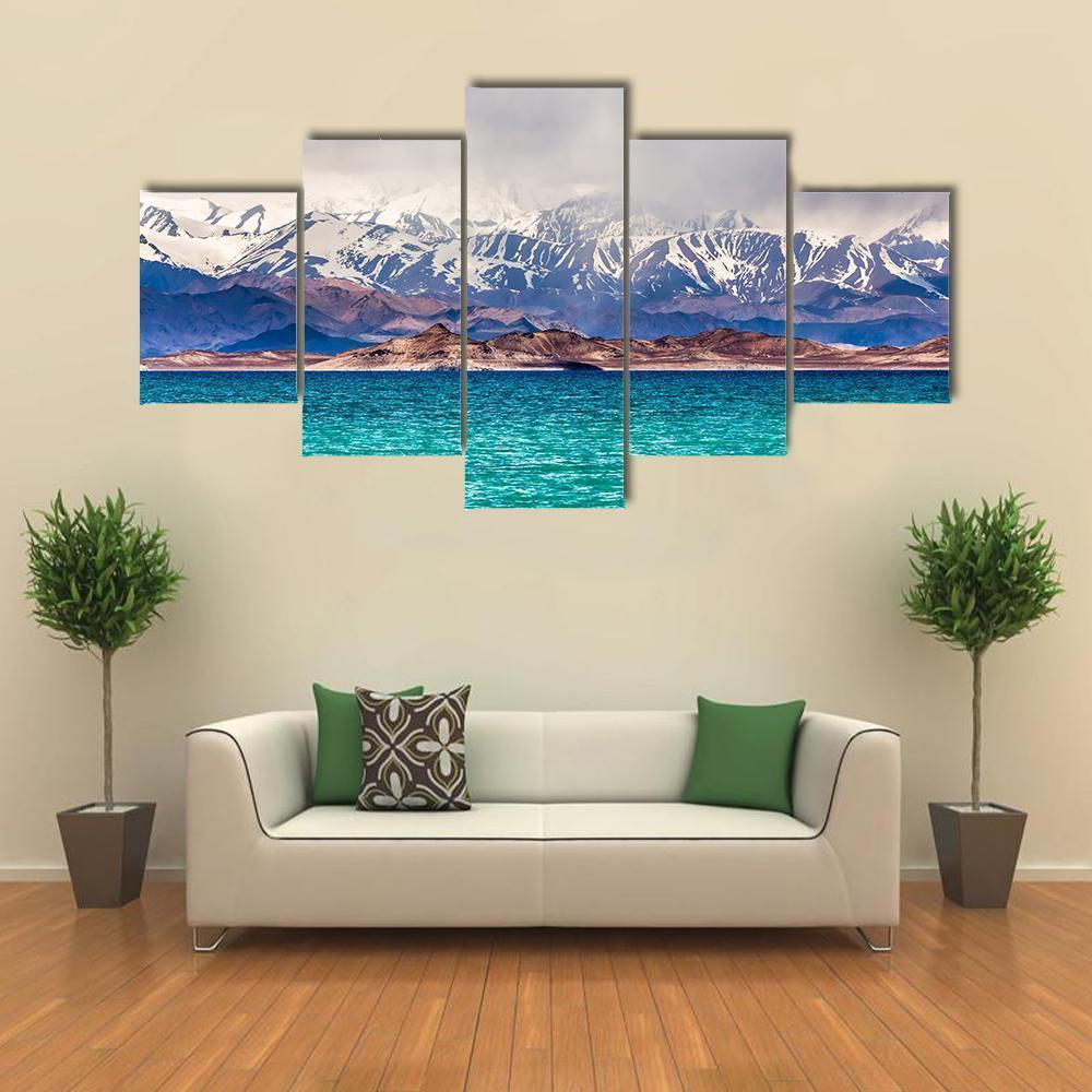 Karakul Lake Tajikistan Canvas Wall Art-5 Star-Gallery Wrap-62" x 32"-Tiaracle
