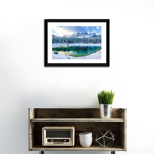 Karer Lake In Winter Canvas Wall Art-5 Horizontal-Gallery Wrap-22" x 12"-Tiaracle