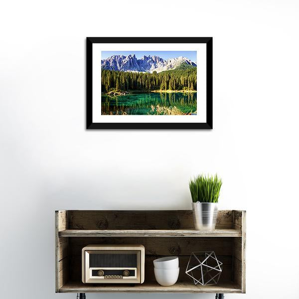 Karer Lake Italy Canvas Wall Art-3 Horizontal-Gallery Wrap-25" x 16"-Tiaracle