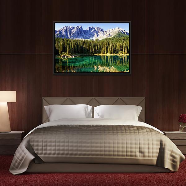 Karer Lake Italy Canvas Wall Art-5 Horizontal-Gallery Wrap-22" x 12"-Tiaracle